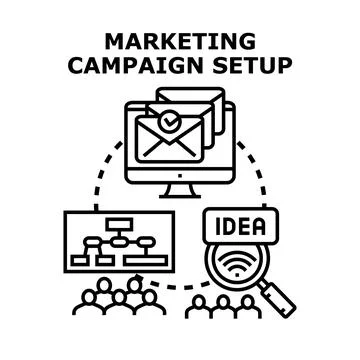 Marketing campaign setup planning digital strategy concept Stock Illustration