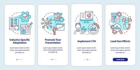 Marketing case study onboarding mobile app screen Illustrazione stock