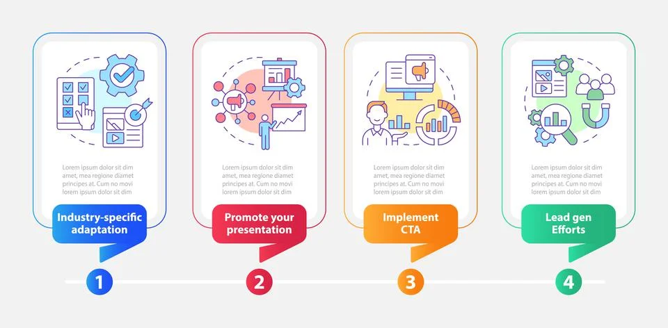 Marketing case study rectangle infographic template Illustrazione stock