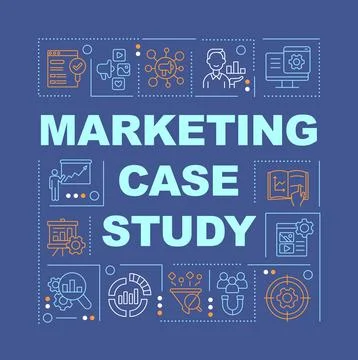 Marketing case study word concepts dark blue banner Stock Illustration