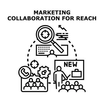 Marketing collaboration for reach concept vector illustration Stock Illustration