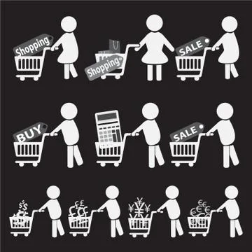 Marketing, commerce icon set vector illustration 스톡 일러스트