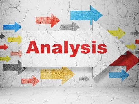 Marketing concept: arrow with Analysis on grunge wall background Stock Illustration