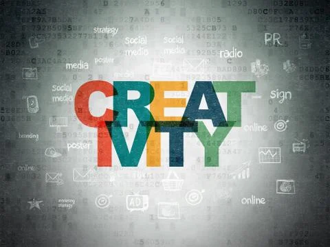 Marketing concept: Creativity on Digital Data Paper background 스톡 일러스트