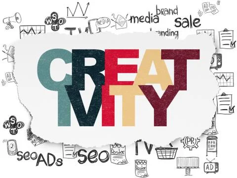 Marketing concept: Creativity on Torn Paper background Stock Illustration