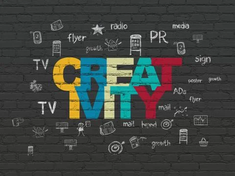 Marketing concept: Creativity on wall background Stock Illustration