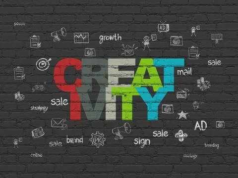 Marketing concept: Creativity on wall background 스톡 일러스트