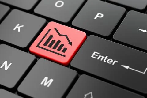 Marketing concept: Decline Graph on computer keyboard background Stock Illustration