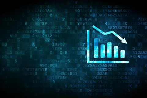 Marketing concept: Decline Graph on digital background Stock Illustration