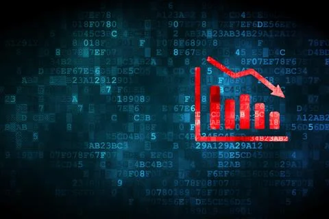 Marketing concept: Decline Graph on digital background Stock Illustration
