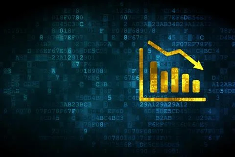 Marketing concept: Decline Graph on digital background Stock Illustration