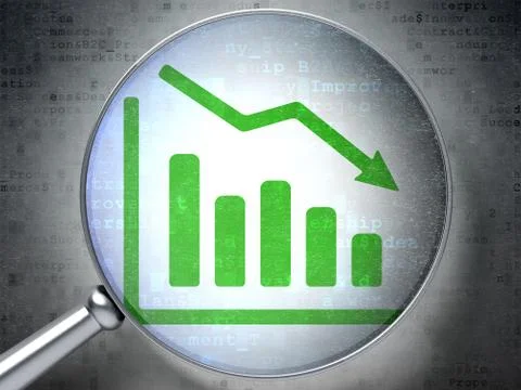 Marketing concept: Decline Graph with optical glass on digital Illustrazione stock