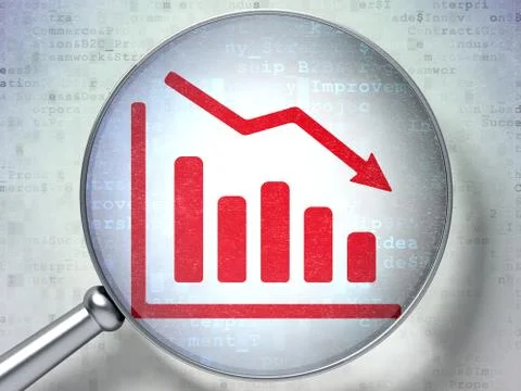Marketing concept: Decline Graph with optical glass on digital Stock Illustration