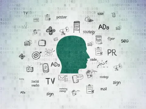 Marketing concept: Head on Digital Data Paper background Stock Illustration