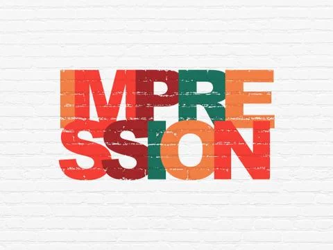 Marketing concept: Impression on wall background Illustrazione stock