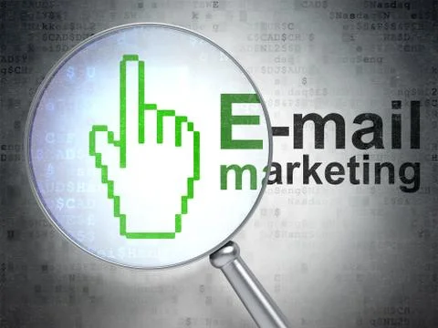 Marketing concept: Mouse Cursor and E-mail Marketing with optical glass Illustrazione stock
