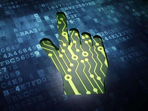 Marketing concept: Mouse Cursor on digital screen background Illustrazione stock