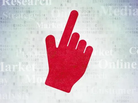 Marketing concept: Mouse Cursor on Digital Data Paper background Stock Illustration