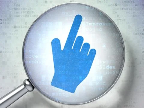 Marketing concept: Mouse Cursor with optical glass on digital b Stock Illustration