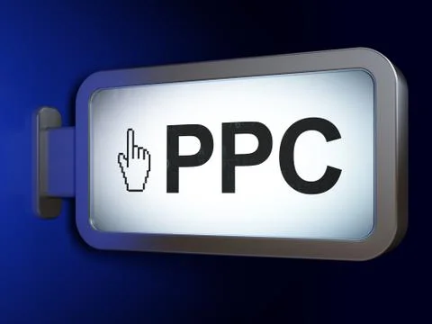 Marketing concept: PPC and Mouse Cursor on billboard background Stock Illustration