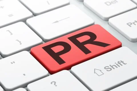 Marketing concept: PR on computer keyboard background 스톡 일러스트