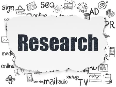 Marketing concept: Research on Torn Paper background Ilustración de archivo