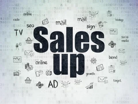 Marketing concept: Sales Up on Digital Data Paper background Illustrazione stock