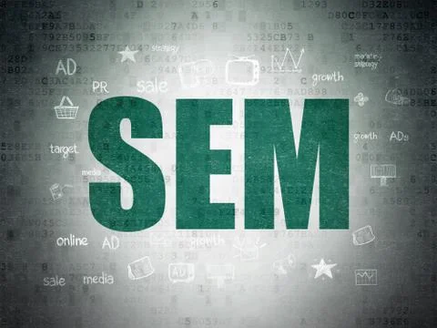 Marketing concept: SEM on Digital Data Paper background イラスト素材