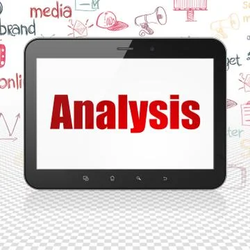 Marketing concept: Tablet Computer with Analysis on display Illustrazione stock