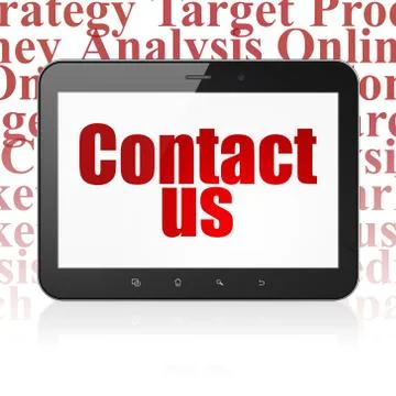 Marketing concept: Tablet Computer with Contact Us on display Illustrazione stock