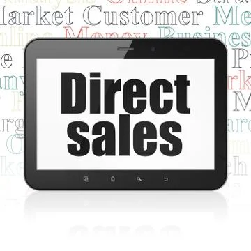 Marketing concept: Tablet Computer with Direct Sales on display Illustrazione stock