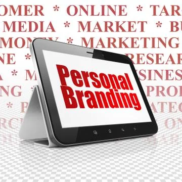 Marketing concept: Tablet Computer with Personal Branding on display Illustrazione stock