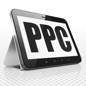 Marketing concept: Tablet Computer with PPC on display Illustrazione stock