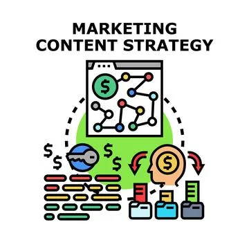 Marketing content strategy developing digital business growth Stock Illustration