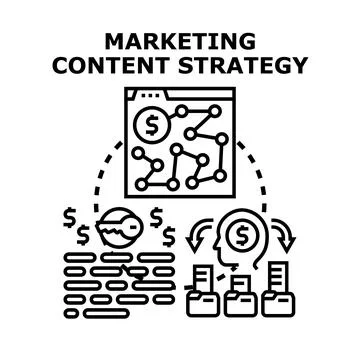 Marketing content strategy developing digital business growth Stock Illustration