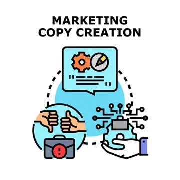 Marketing copy creation process optimizing content and feedback Stock Illustration