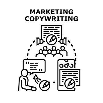 Marketing copywriting concept creating digital communication content Stock Illustration