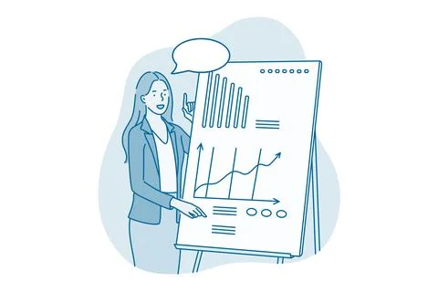 Marketing data, presentation, brainstorming in office concept. Illustrazione stock