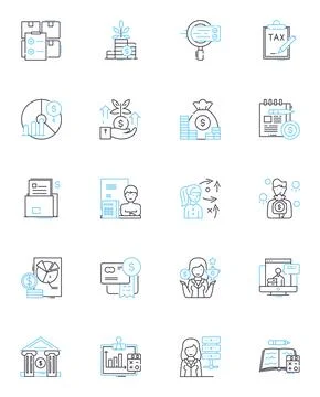 Marketing development linear icons set. Segmentation, Positioning, Branding Stock Illustration