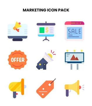Marketing Flat Icons Pack Stockillustratie