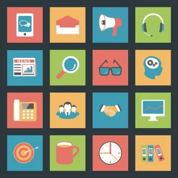 Marketing flat icons set Stock Illustration