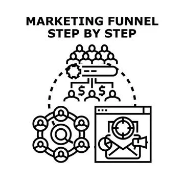 Marketing funnel concept optimizing customer conversion process Stock Illustration