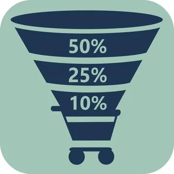 Marketing funnel conversion percentage chart icon Stock Illustration