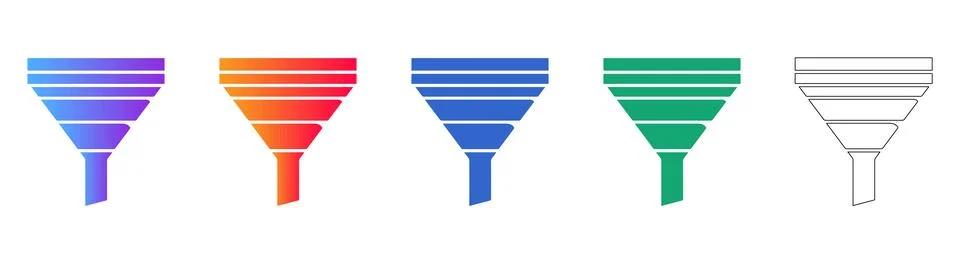 Marketing Funnel Conversion Process Icons 스톡 일러스트