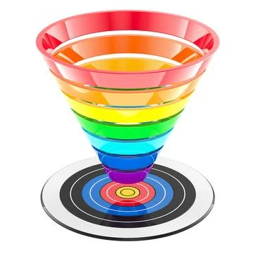Marketing Funnel with target. 3D rendering Stock Illustration
