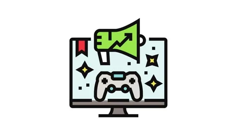 Marketing game development color icon animation Stock Footage 326105488