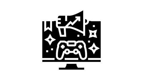 Marketing game development glyph icon animation Stock Footage 326152223
