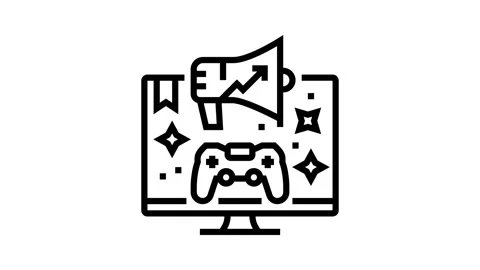 Marketing game development line icon animation Stock Footage 326131532