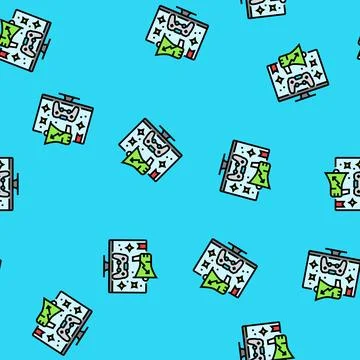 Marketing game development vector seamless pattern Illustrazione stock