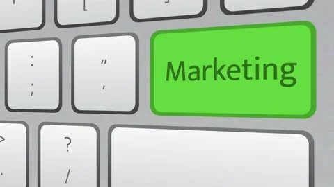 Marketing green key button being clicked on white keyboard. Stock Footage 221332574